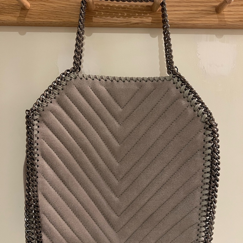 Stella McCartney Quilted Soft Gray Shoulder Bag with Chain Trim